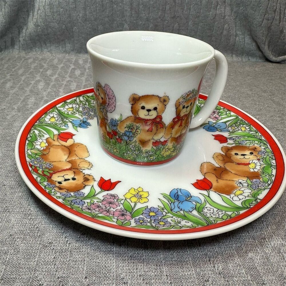 Enesco Lucy & Me Child's Meal Set Plate & Mug Teddy Bears Vintage 1983